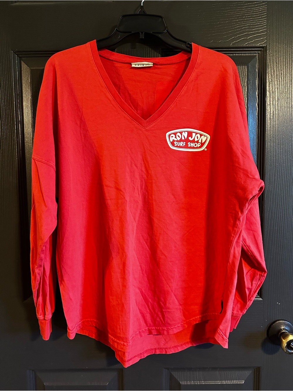 Ron Jon Red V-Neck Long Sleeve Surf Tee